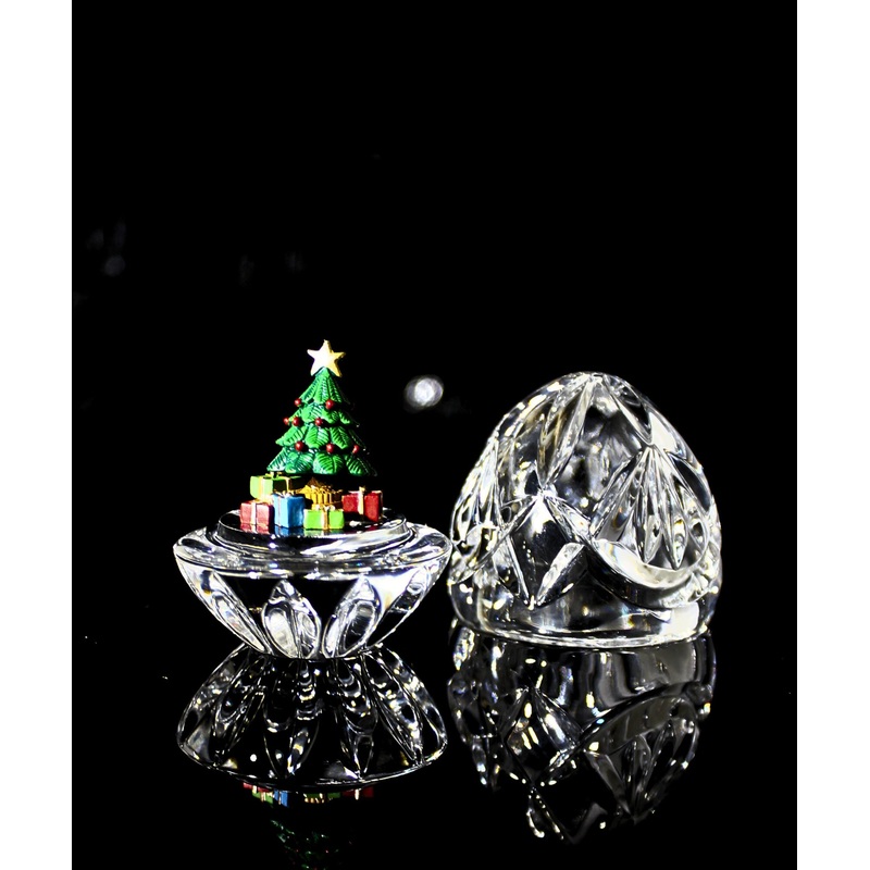 Waterford Crystal: Figurines Egg Box With Christmas Tree, 2"
