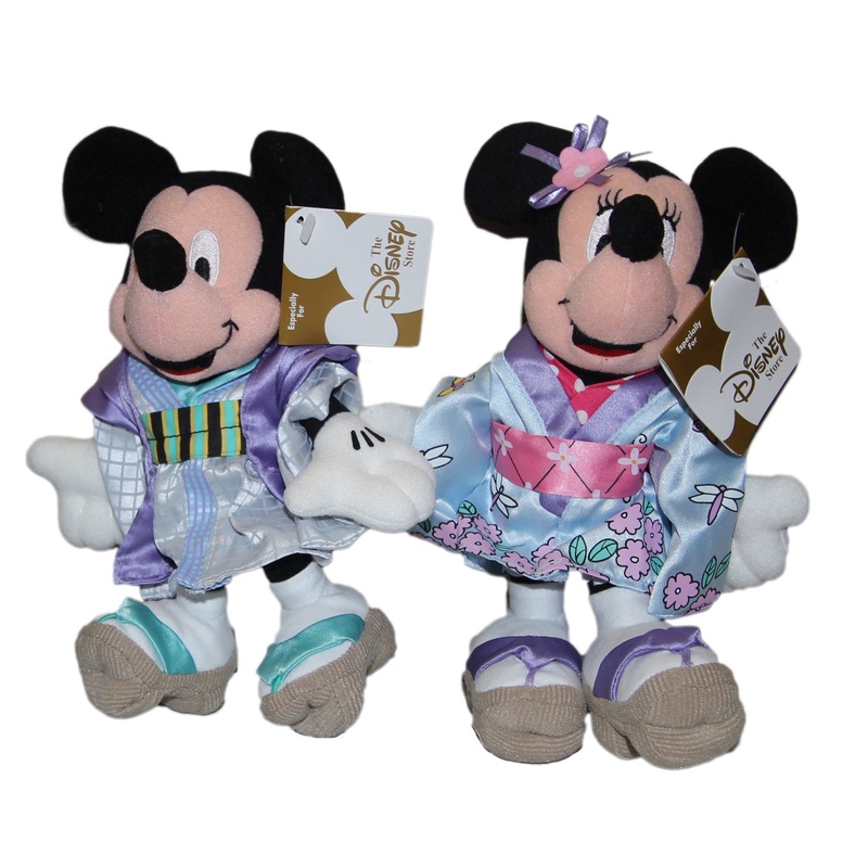 Disney Plush: Japanese Globe Trotting Mickey & Minnie - Set of Two