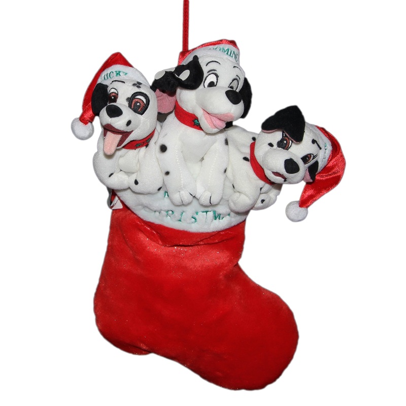 Disney Plush: Lucky, Dalmation, and Jewel in a Christmas Stocking
