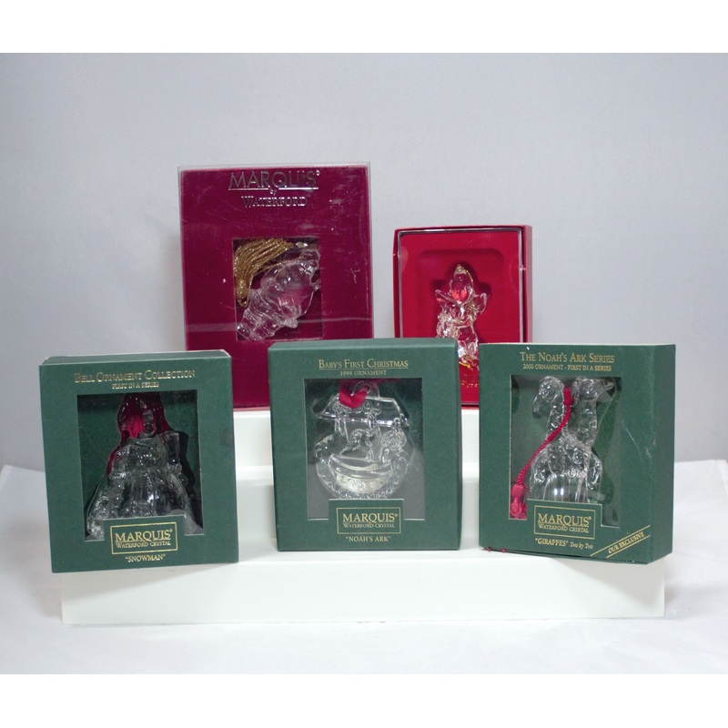 Waterford Crystal Ornaments | Lot of 5 | Noah's Ark, Santa, Snowmen & More