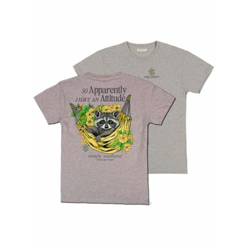 Apparently I Have An Attitude Raccoon Tee - Oat Heather