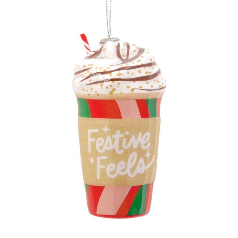 Festive Feels Coffee Cup Shatterproof Ornament