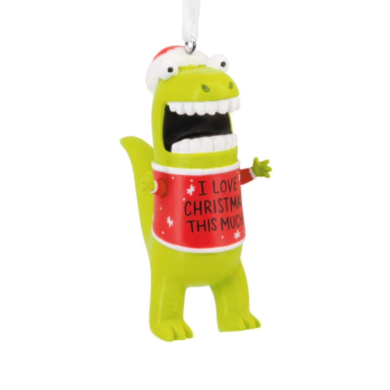 Love Christmas This Much Dinosaur Ornament