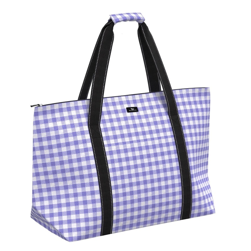 Woven Travel Bag Large On Holiday - Amethyst & White Check