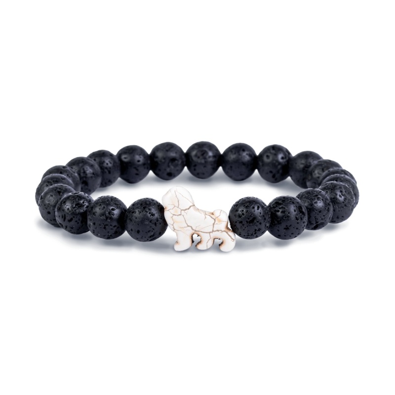 The Excursion Lion Bracelet - Lava Stone