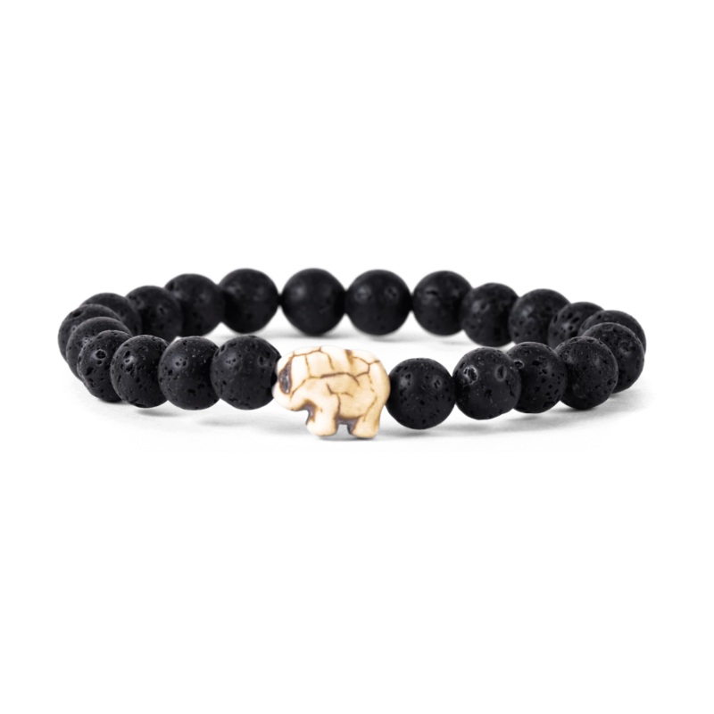The Expedition Elephant Bracelet - Lava Stone