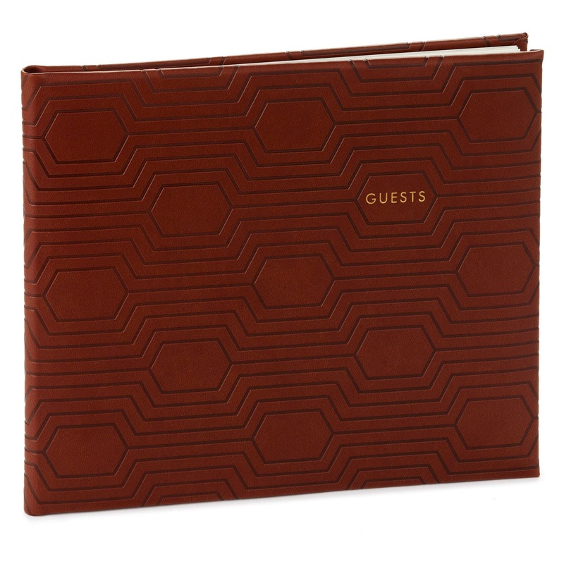 Brown Hexagonal Pattern Guest Book