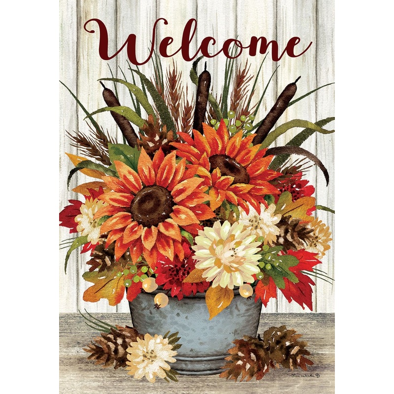 Sunflowers & Cattails Garden Flag