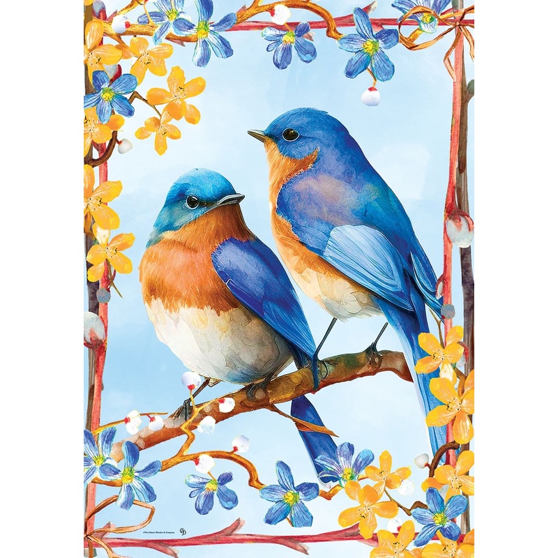 Lovely Bluebirds Large Flag