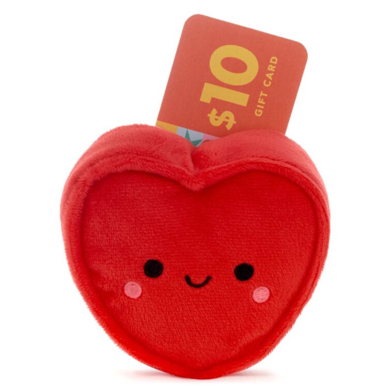 Red Heart With Pocket Plush Gift Card Holder