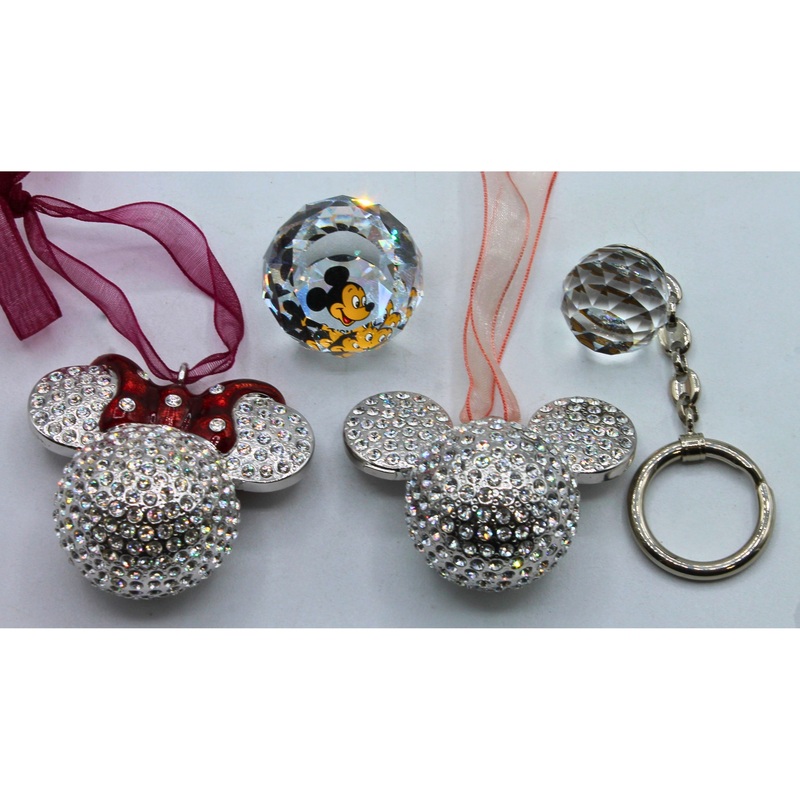 Lot of 4: Mickey & Minnie Ornaments | Mickey Keychain & Paperweight | No Box