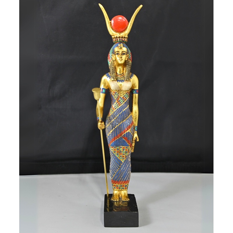 AGI Egyptian Goddess Isis Painted Ceramic Statue