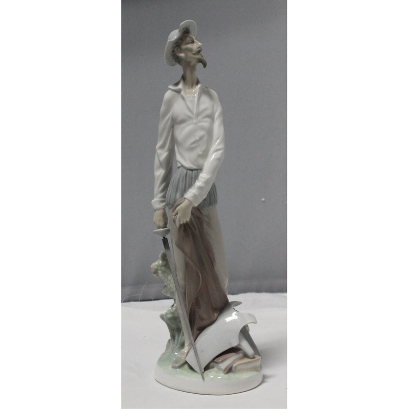 Lladr Figurine: 4854 Quixote Standing Up | Glazed Finish | Crazing on base