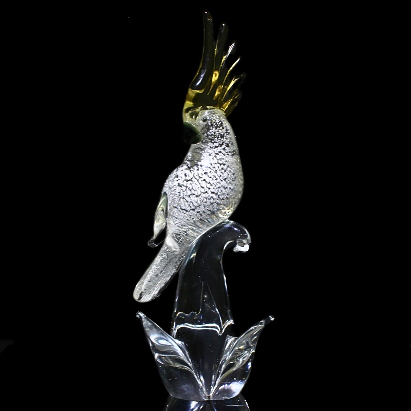 Murano Glass Birds Of The Word Cockatoo Sculpture