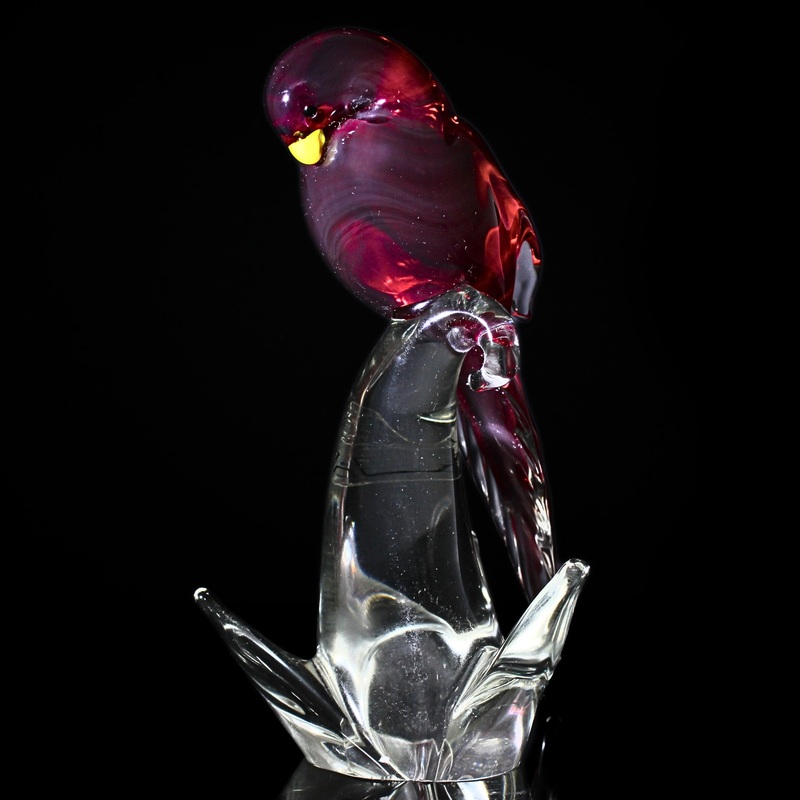 Murano Glass Exotic Birds Of The Word "The Red Lory" Figurine