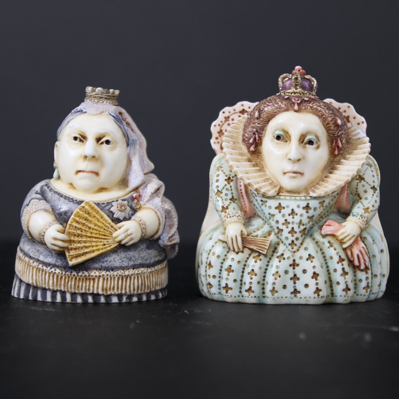 Lot of 2: Pot Bellys Queen Victoria + Queen Elizabeth I Figurines