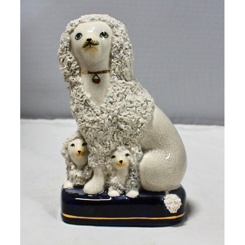 Staffordshire Poodle Dog Figurine Crazed