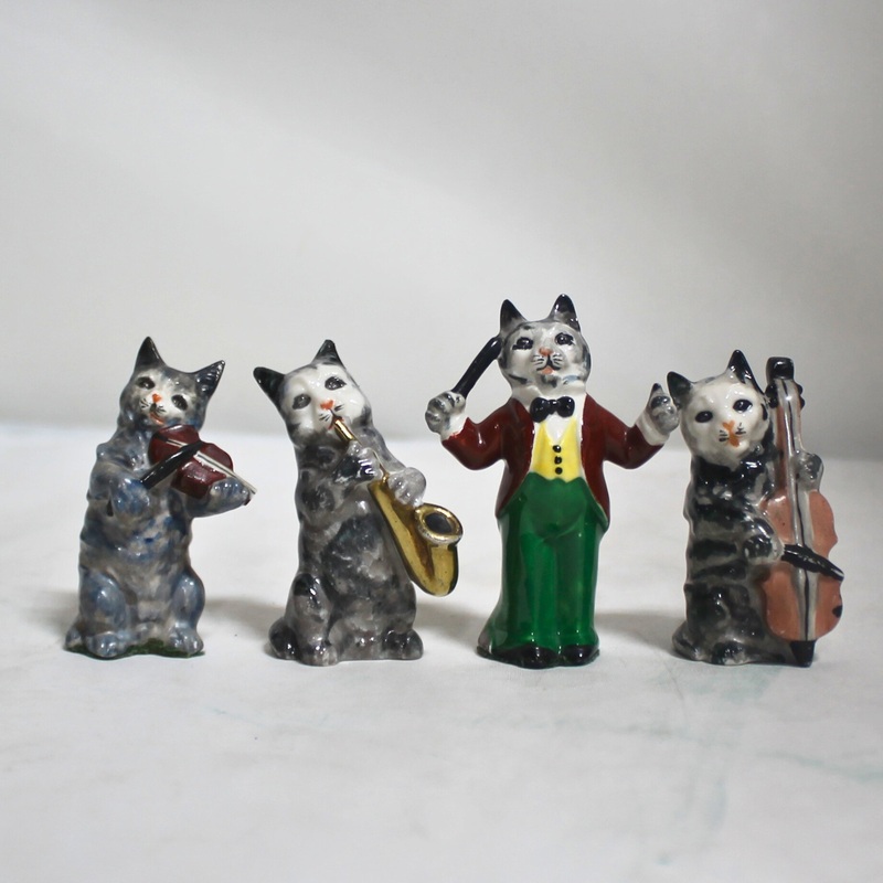 Lot of 4 Dresden: Porcelain Cat Figurines
