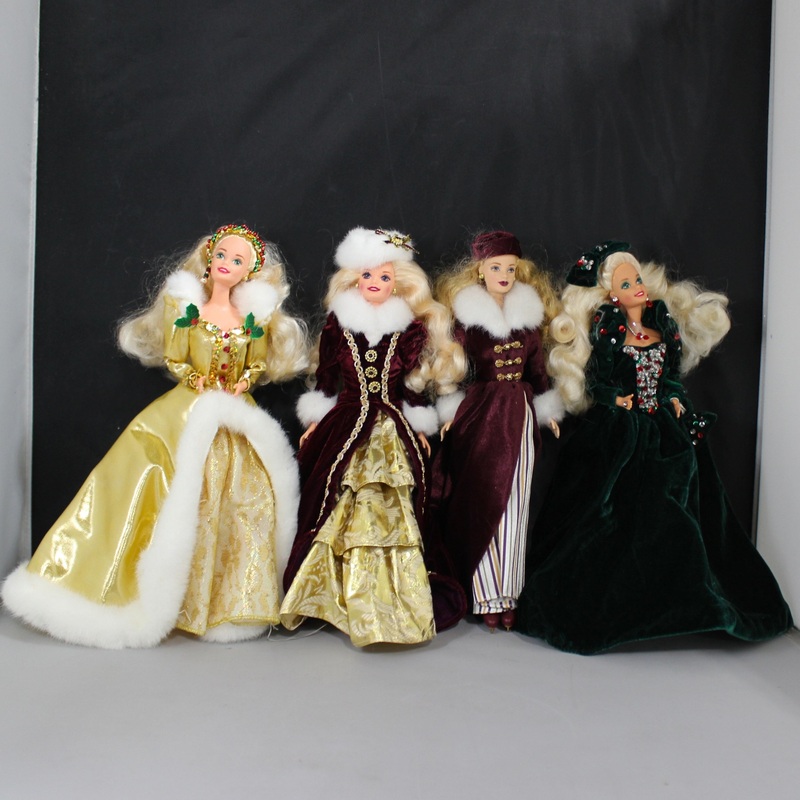 Lot of 4: Victorian Ice Skating Barbie +'91-'94-'96 Happy Holidays Barbie