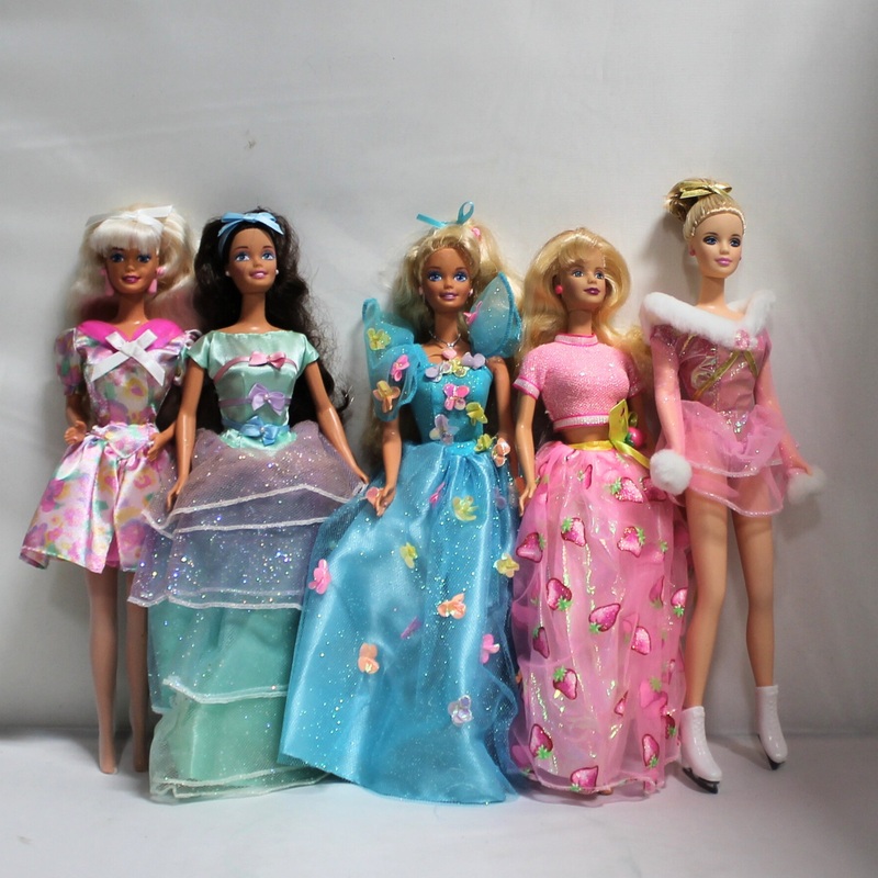 Lot of 5 Barbies: Strawberry Shortcake, Songbird, Spring Tea, Candies & Jewel