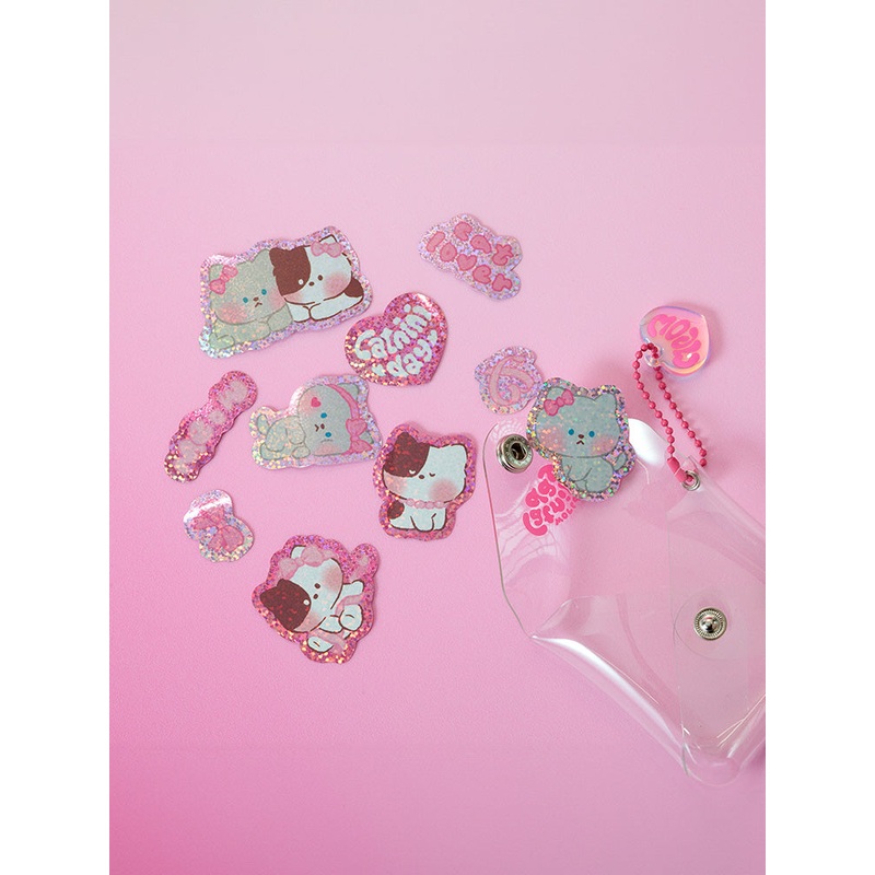 LINE FRIENDS minini catnini Sticker Pouch Keyring
