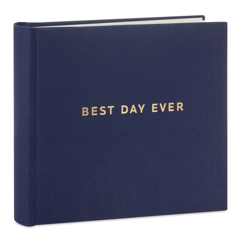 Best Day Ever Gold on Navy Linen Photo Album