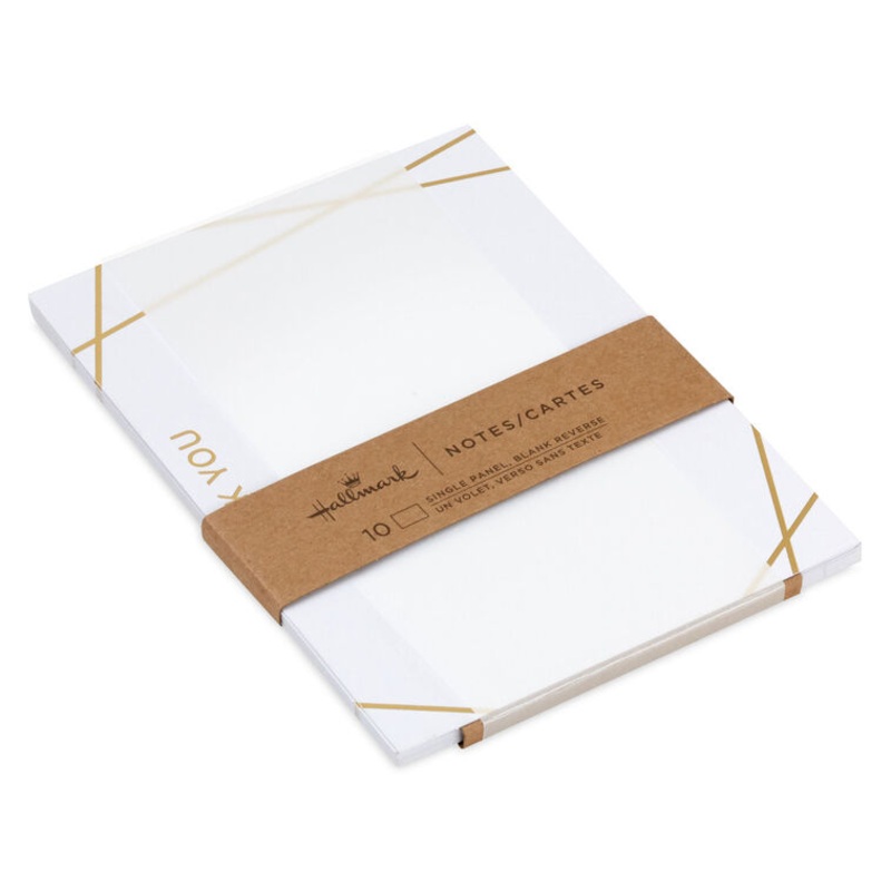 Contemporary Gold Lines Flat Blank Thank You Notes, Pack of 10