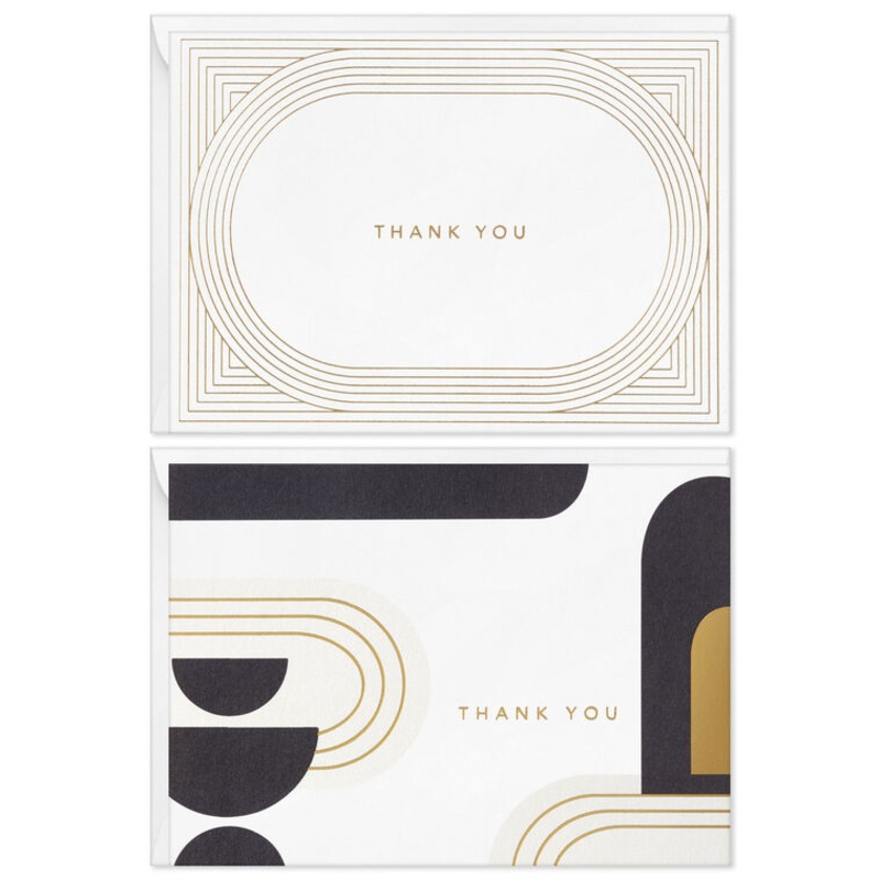 Gold and Black Mod Ovals Assorted Blank Thank You Notes, Pack of 50