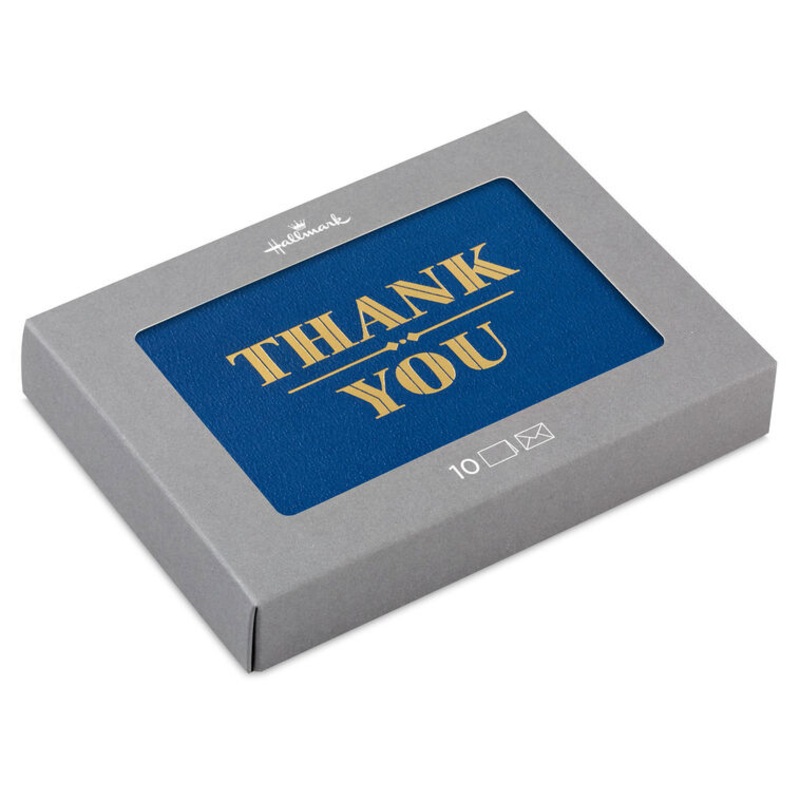 Gold on Navy Blank Thank You Notes, Pack of 10