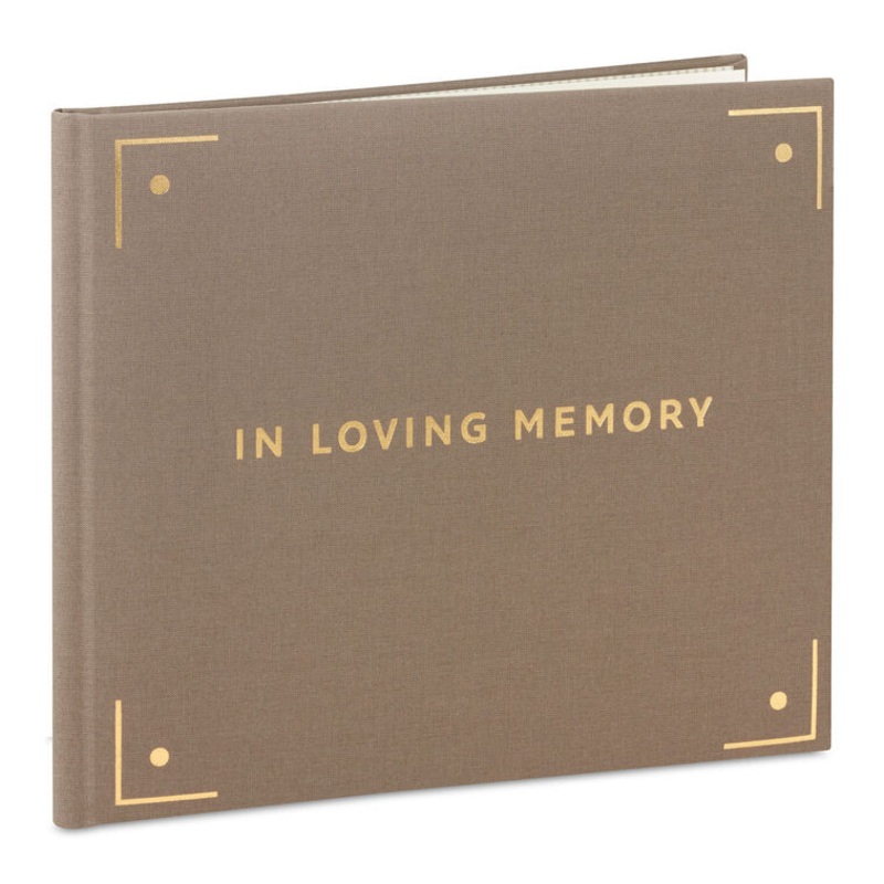 In Loving Memory Taupe Linen Guest Book