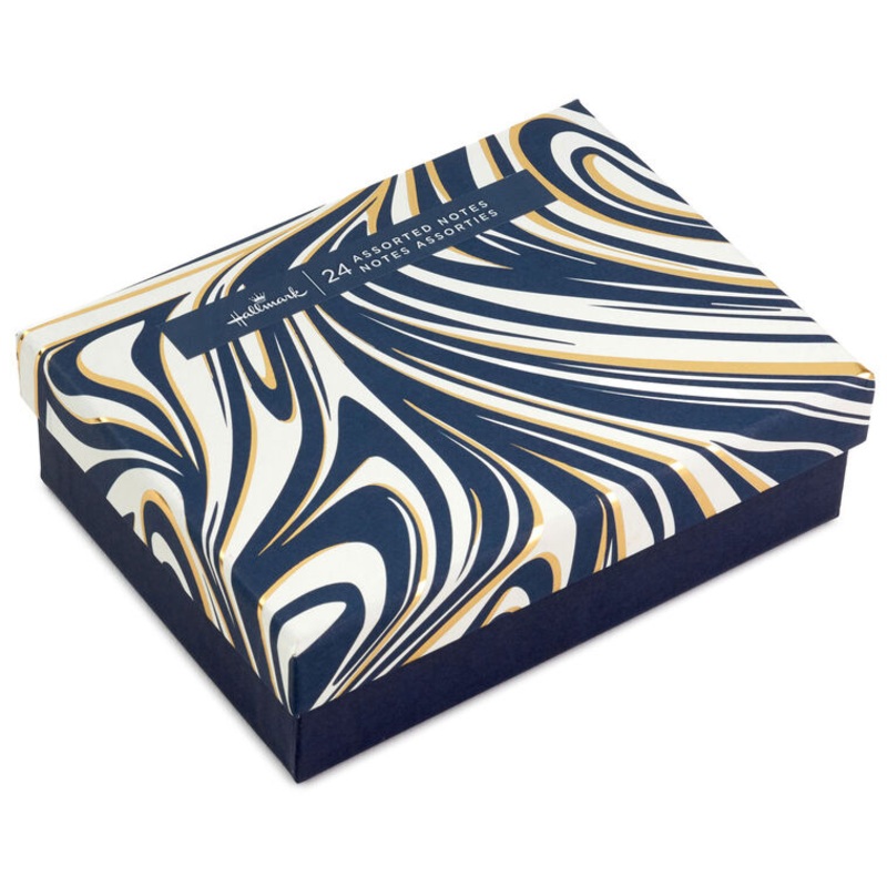 Modern Blush and Navy Boxed Blank Notes Assortment, Pack of 24