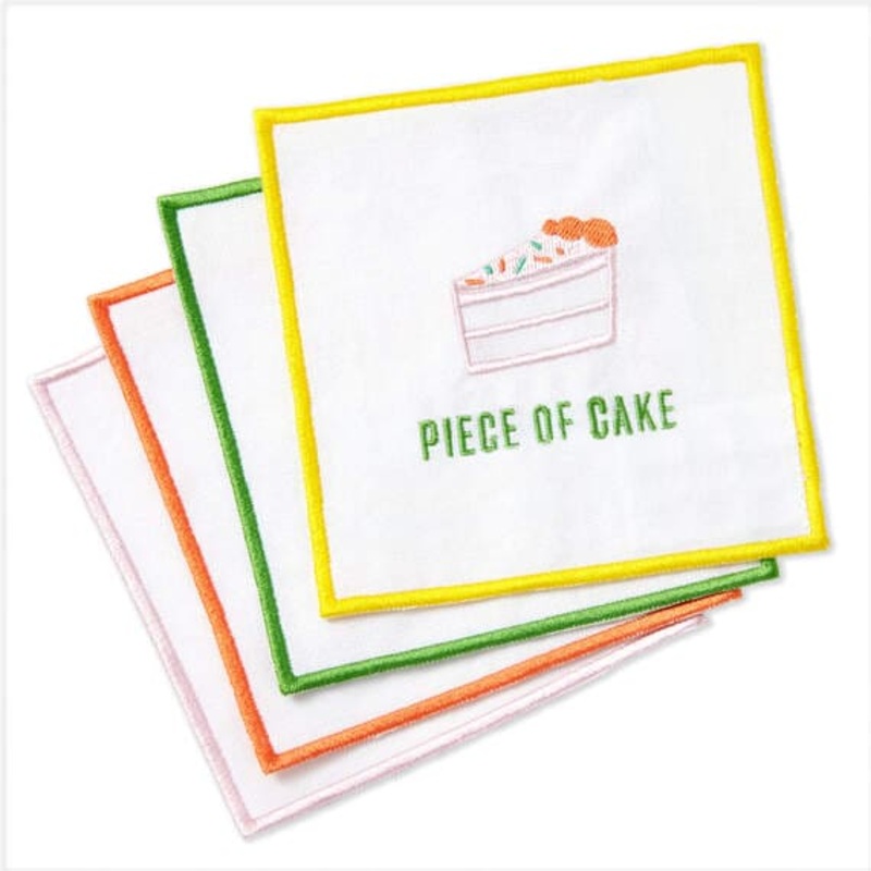 Piece of Cake Assorted Fabric Beverage Napkins, Set of 4