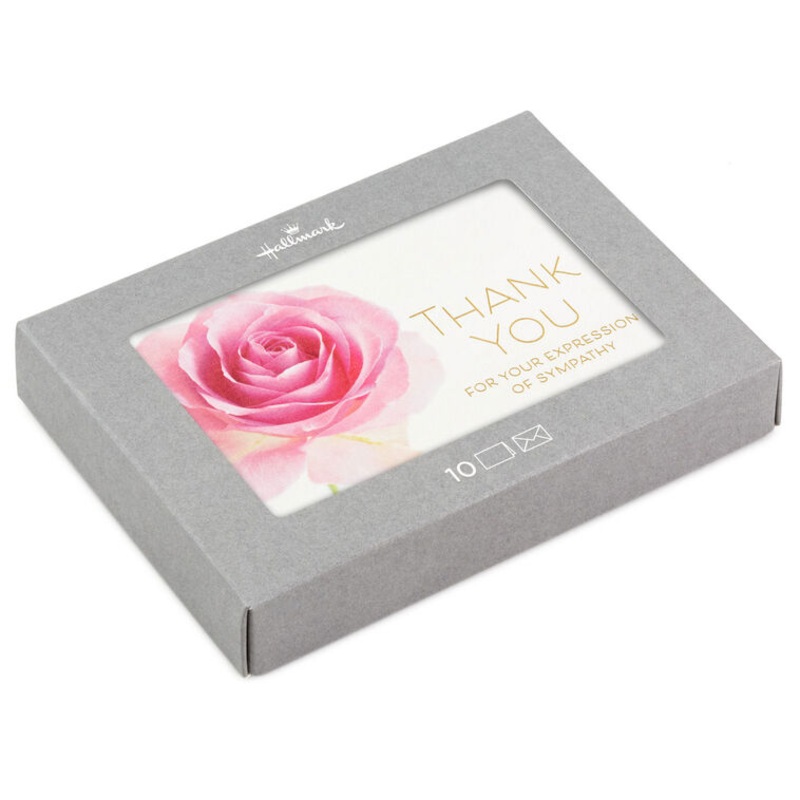 Pink Rose Boxed Blank Sympathy Thank-You Notes, Pack of 10