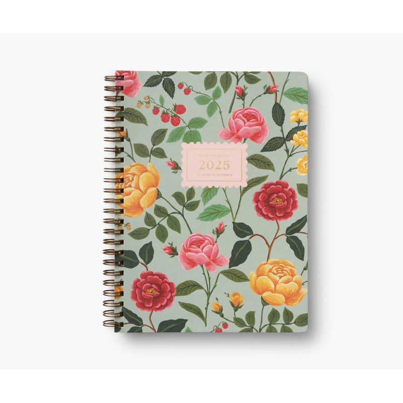 12-Month Soft Cover Spiral Planner - Roses 2025