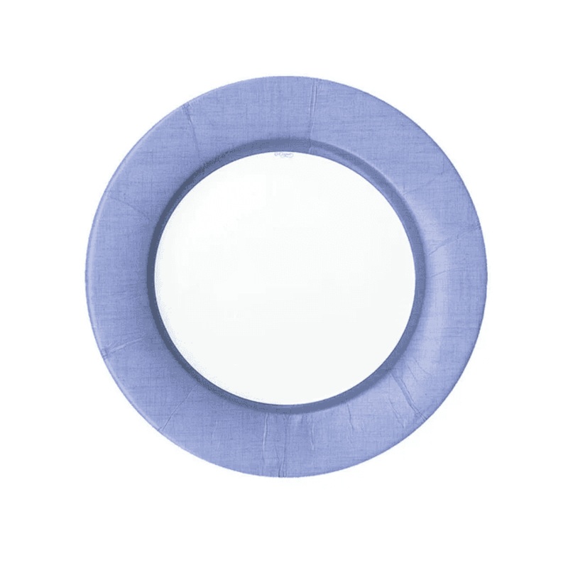 Linen Border Paper Salad & Dessert Plates in Lavender - 8 Per Package