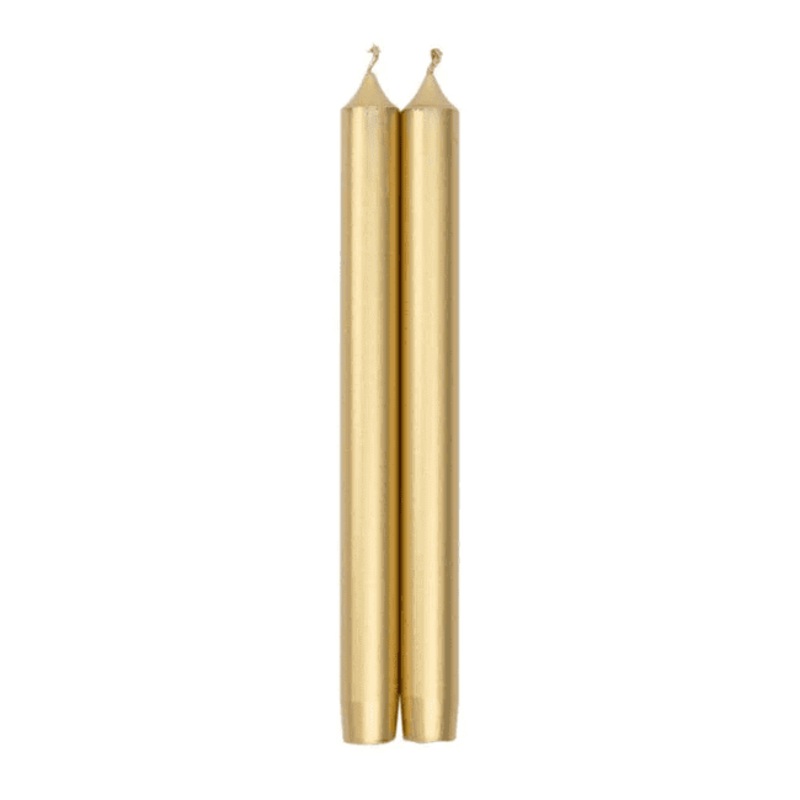 Straight Taper 10" Candles in Gold - 2 Candles Per Package