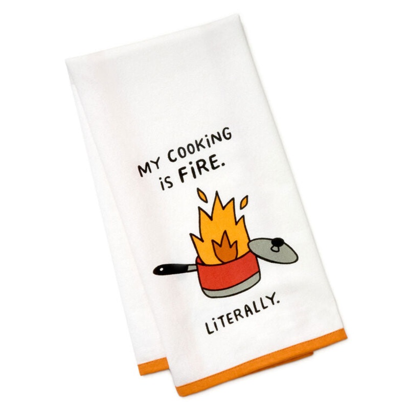My Cooking Is Fire Funny Tea Towel, 18x26