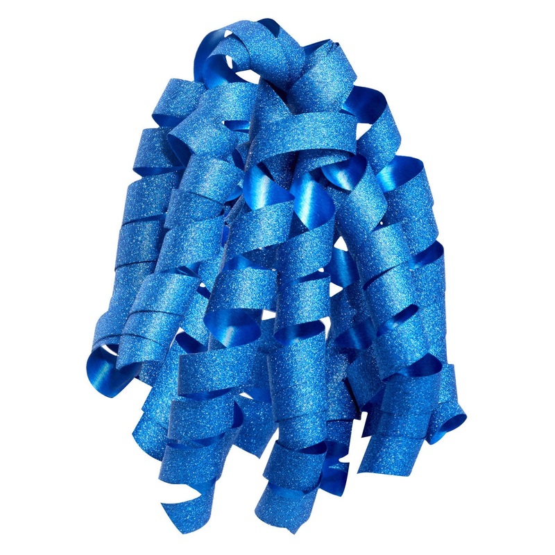 6.5" Sparkling Blue Curly Ribbon Gift Bow
