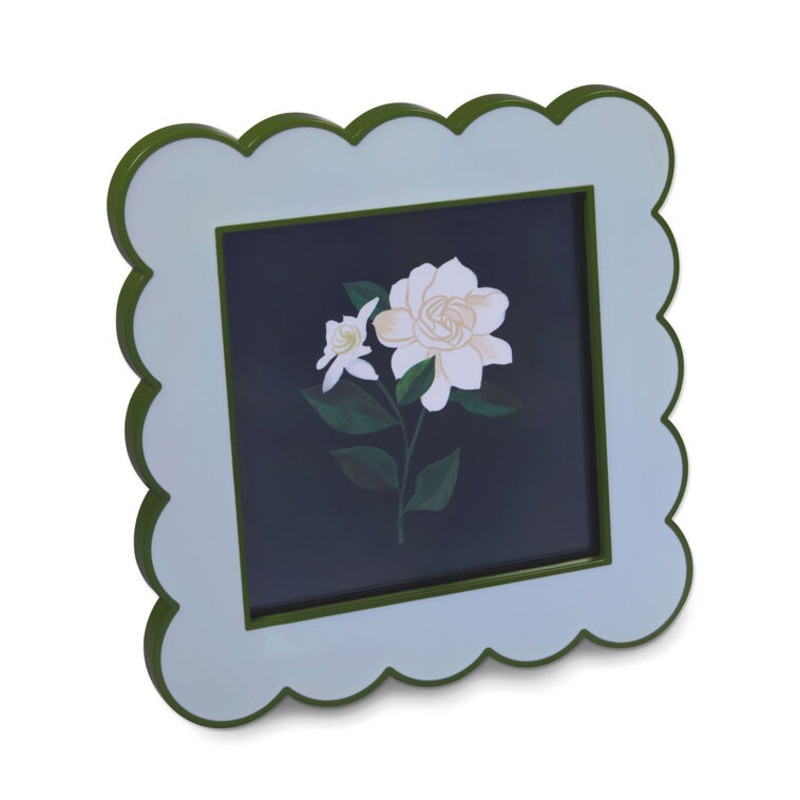 Green and Light Blue Scalloped Square Picture Frame, 4x4