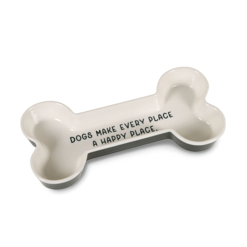 Happy Place Dog Bone-Shaped Trinket Dish