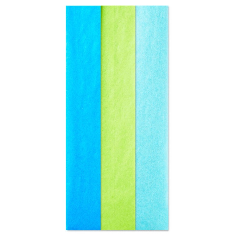 Solid Blue/Citrus Green/Aqua 3-Pack Assortment Tissue Paper, 12 sheets