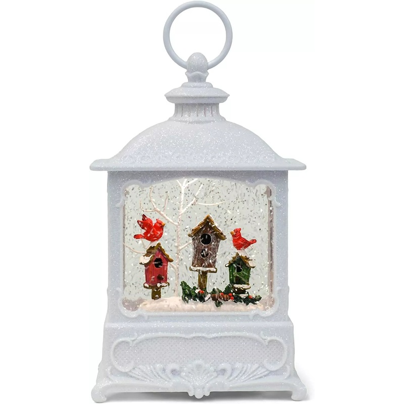 Swirl Bird House Lantern 8.75 in White