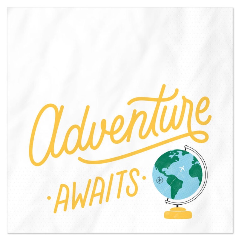 Adventure Awaits Globe Graduation Cocktail Napkins, Pack of 20