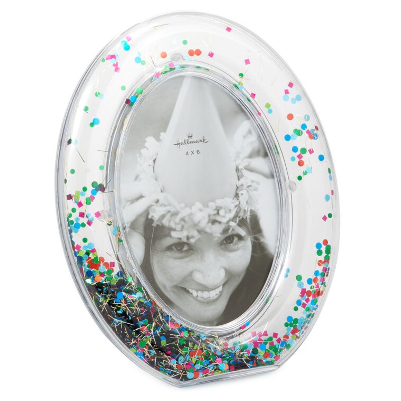 Oval Confetti-Filled Picture Frame, 4x6