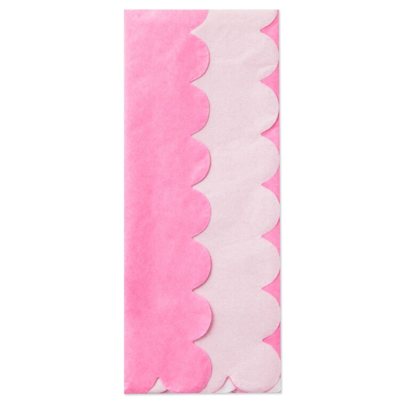 Scalloped Solid Pink and White 2-Pack Tissue Paper, 4 sheets