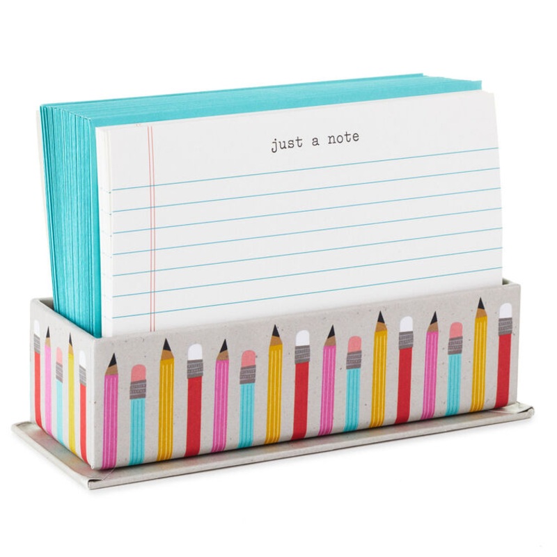 School Fun Flat Note Cards in Caddy, Box of 40