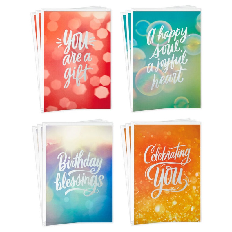 Sparkling Wishes Boxed Blank Birthday Cards Assortment, Pack of 12