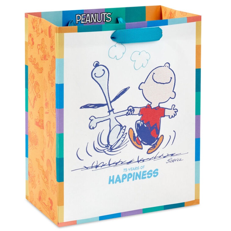 9.6" Peanuts 75th Anniversary Happy Dance Medium Gift Bag