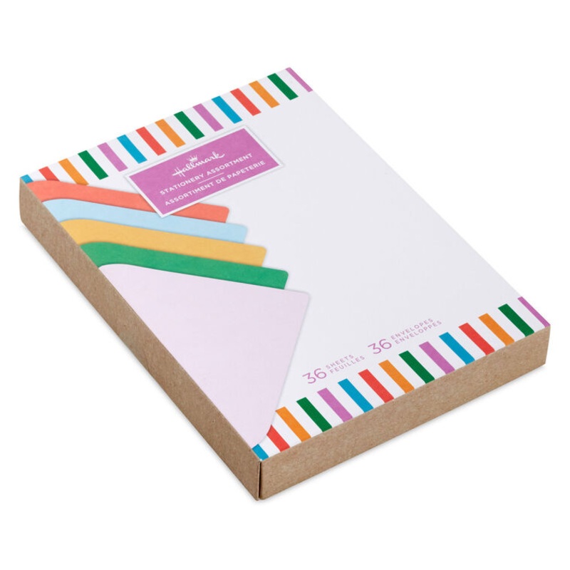 Bright Stripes on White Stationery Set, 36 Sheets