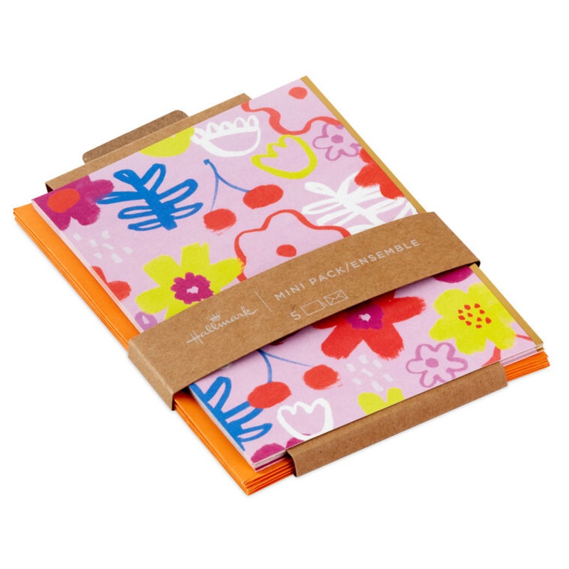 Colorful Abstract Flowers Blank Notes Mini Pack, Set of 5